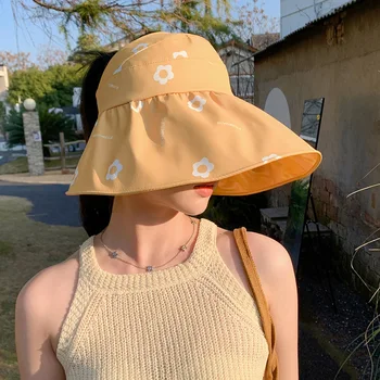 Новая цветная пластиковая солнцезащитная шляпа в корейском стиле, женская солнцезащитная шляпа со свежими цветами, дышащая воздушная шляпа для путешествий, солнцезащитная шляпа для отпуска
