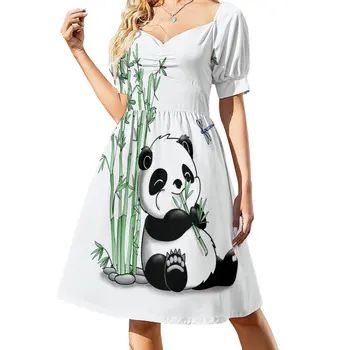 Новое платье без рукавов из бамбука, поедающее панду, элегантные платья для женщин, вечернее платье