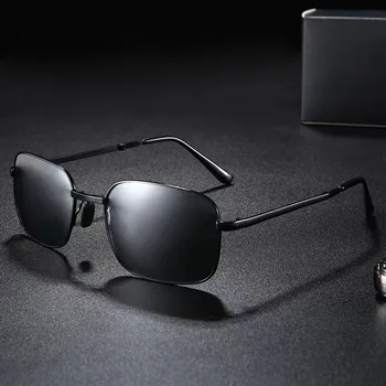 Новые мужские поляризованные складные солнцезащитные очки Мужские Фотохромные Металлические солнцезащитные очки для вождения на открытом воздухе Квадратные очки UV400 Gafas De Sol
