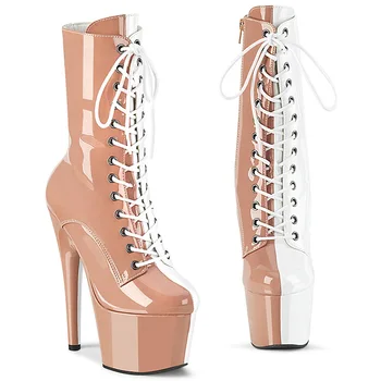 Новые свадебные женские туфли для танцев в ночном клубе на высоком каблуке 17 см, разноцветные ботильоны для банкетного платья на платформе