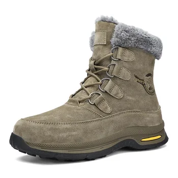 Новые теплые плюшевые мужские зимние ботинки, повседневные мужские ботинки из натуральной кожи, водонепроницаемые зимние ботинки, противоскользящие ботильоны, армейские рабочие ботинки