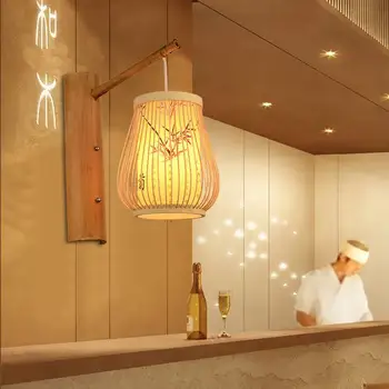 Новый китайский бамбуковый настенный светильник в стиле шинуазри, прикроватная тумбочка в коридоре отеля, спальня, ретро гостиная, столовая, проход, дзен-настенный светильник