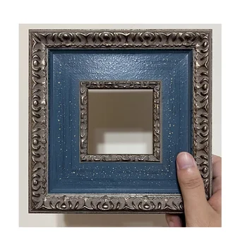 Павлинья синяя рамка для картины из массива дерева, вмонтированная подвесная рамка для картины