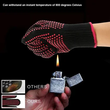 Перчатки для барбекю, защищающие от ожогов, Термостойкие перчатки для барбекю, перчатки для духовки, кухонные огнеупорные перчатки, противоскользящие перчатки для выпечки, приготовления пищи