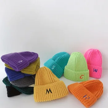 Повседневные наушники, детская шапочка-бини, детская вязаная шапка ярких цветов, Корейские хип-хоп шляпы для мальчиков и девочек