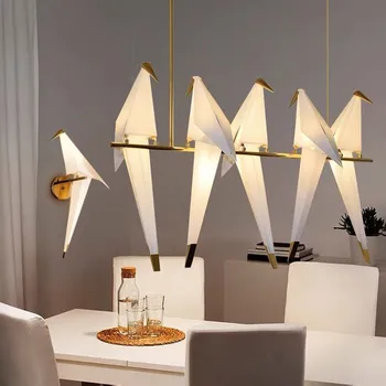 Подвесные люстры дизайнерские светильники в виде птиц для ресторана, гостиной, детской комнаты, лампы оригами, освещения для спальни