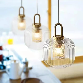 Подвесные светильники в скандинавскую дизайнерскую стеклянную полоску, освещение, светодиодная подвесная лампа, светильники для кухни в гостиной, домашний декор Luminaria