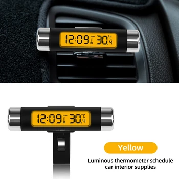 Портативные автомобильные цифровые ЖК-часы 2 в 1/дисплей температуры, электронные часы, термометр, автомобильные цифровые часы времени, автомобильный аксессуар