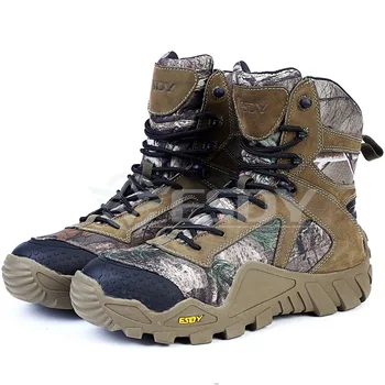 Прочные высокие ботинки для альпинизма, бионический камуфляж, охотничьи, рыбацкие ботинки, военная тактическая противоскользящая обувь, повседневные ботинки