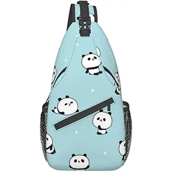 Рюкзак-слинг с принтом милой мультяшной панды, нагрудная сумка, сумка через плечо, походный рюкзак с пандой для мужчин и женщин