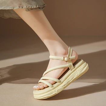 Сандалии из искусственной кожи verano 2023, женские туфли на плоской подошве на среднем каблуке, zapatos mujer, пикантные сандалии с открытым носком и завязками на лето