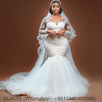 Свадебные платья в Африканском стиле с Прозрачным вырезом и длинными рукавами, Свадебное платье vestidos de novia Без вуали