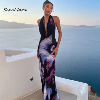 Сексуальное и клубное Платье с глубоким V-образным вырезом 2023, Длинные платья для Женщин, Летняя вечеринка