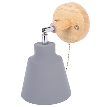 Скандинавский деревянный настенный светильник Прикроватный Бра Настенный светильник для спальни коридора со Свободно вращающимся выключателем на молнии
