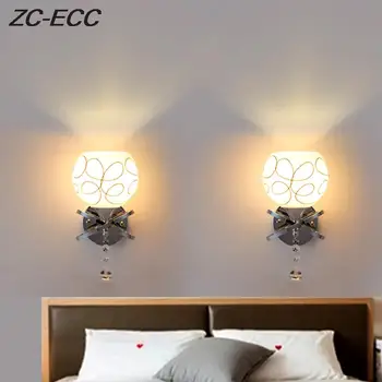 Современный роскошный Хрустальный настенный светильник рядом со спальней, Стеклянный шар, светодиодные настенные светильники E27, светильники для коридора, бра для ванной, настенные светильники
