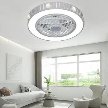 современный светодиодный потолочный вентилятор 55 см, 3-ступенчатая лампа скрытого монтажа с дистанционным управлением, домашняя лампа 110 В, освещение спальни, гостиная, бесшумная