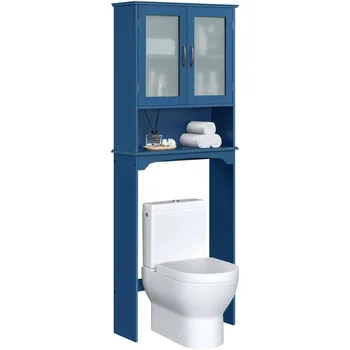 Современный шкафчик для хранения над унитазом для ванной комнаты, темно-синий