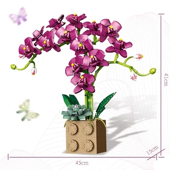 Строительный блок Цветок Орхидея Серия Бонсай Девочка Строит Игрушечные цветы Цветочная композиция для взрослых Сборка игрушек для подарков