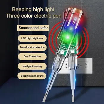 Трехцветная светодиодная Зуммерная электрическая ручка AC24-250V с пакетной головкой 3,5 мм Выделяет три цветовых индикатора Подсветки Встроенной зуммерной отверткой...