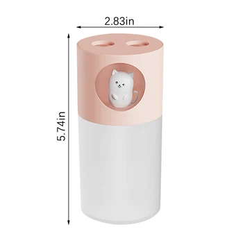 Увлажнитель воздуха 270 мл USB Пластиковый диффузор 2 Вт Мультяшный светодиодный увлажнитель воздуха для домашнего офиса Розовый