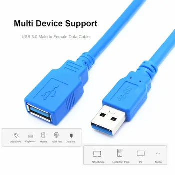 Удлинительный кабель для передачи данных USB 3.0 30/50/100 см - от мужчины к мужчине, от мужчины к женщине, поддерживает скорость 5 Гбит / с и технологию теплоотвода