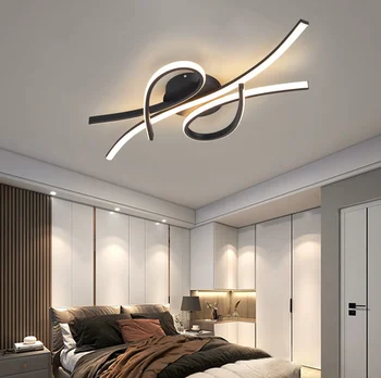 Умный дом Alexa Современные светодиодные потолочные светильники для гостиной спальни кабинета с матово-черными или позолоченными потолочными светильниками