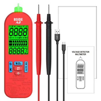 Цифровой мультиметр BSIDE A2, Профессиональный бесконтактный тестер напряжения, измеритель переменного/постоянного тока, измеритель сопротивления, измеритель температуры, ЖК-экран