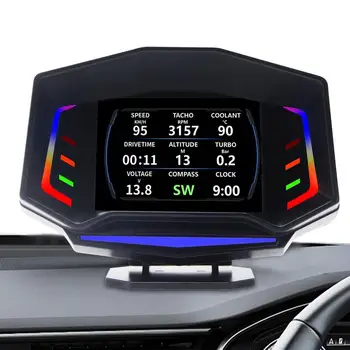 Цифровой спидометр для автомобиля, универсальный головной дисплей, универсальный головной дисплей для автомобиля, большой ЖК-дисплей HUD с функцией управления автомобилем.