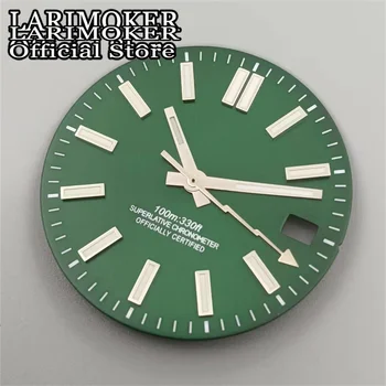 Часы LARIMOKER 29 мм, зеленый циферблат, зеленая люминесценция, подходят для механизма NH35 NH36, подходят для корпуса 36 мм-41 мм, Заводная головка на 3 часа